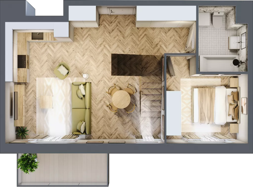 2 pokoje, mieszkanie 48,72 m², piętro 4, oferta nr E305, Osiedle Witaj etap III, Poznań, Naramowice, ul. Bielicowa
