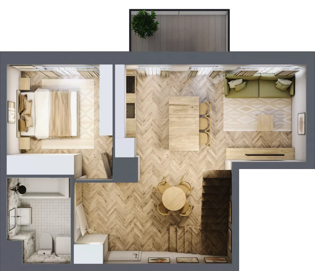2 pokoje, mieszkanie 45,83 m², piętro 4, oferta nr E311, Osiedle Witaj etap III, Poznań, Naramowice, ul. Bielicowa