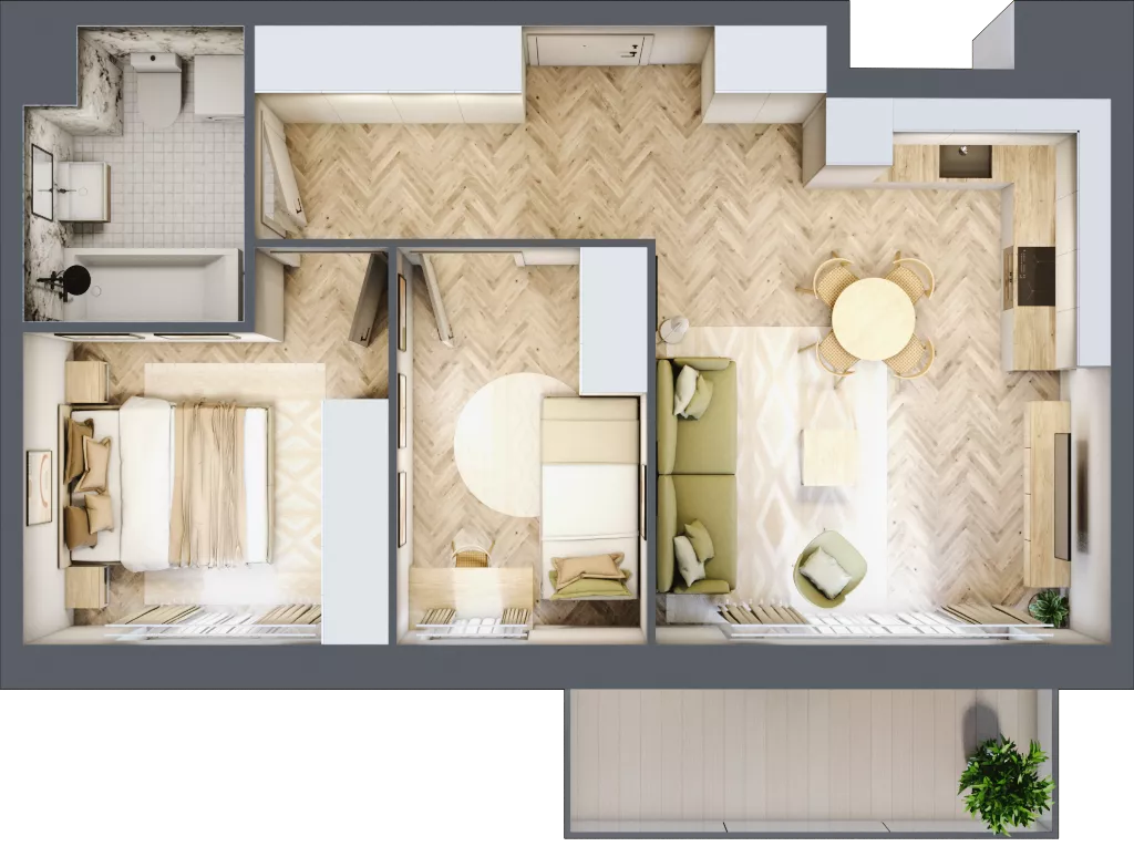 3 pokoje, mieszkanie 51,17 m², piętro 3, oferta nr E298, Osiedle Witaj etap III, Poznań, Naramowice, ul. Bielicowa