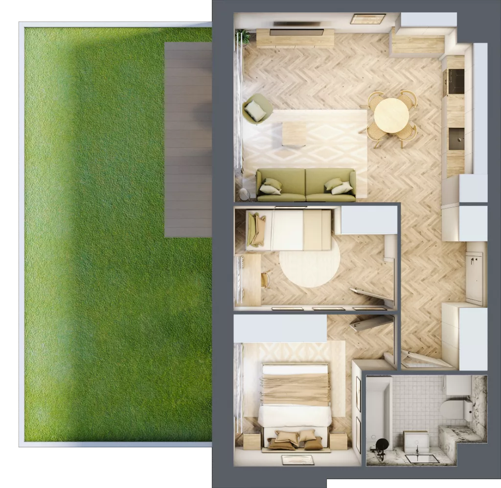 3 pokoje, mieszkanie 50,92 m², parter, oferta nr E269, Osiedle Witaj etap III, Poznań, Naramowice, ul. Bielicowa