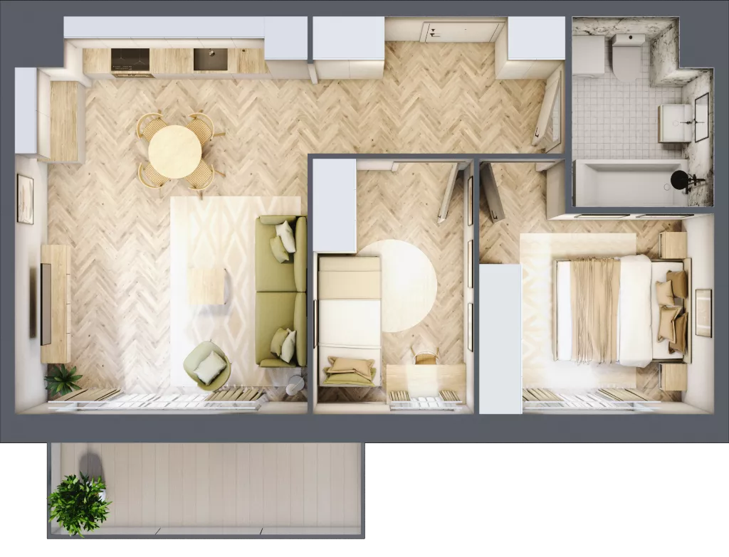 3 pokoje, mieszkanie 52,34 m², piętro 3, oferta nr E297, Osiedle Witaj etap III, Poznań, Naramowice, ul. Bielicowa