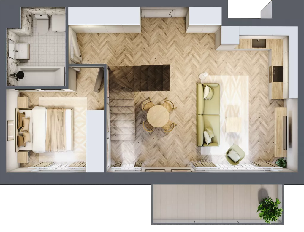 2 pokoje, mieszkanie 48,72 m², piętro 4, oferta nr E308, Osiedle Witaj etap III, Poznań, Naramowice, ul. Bielicowa