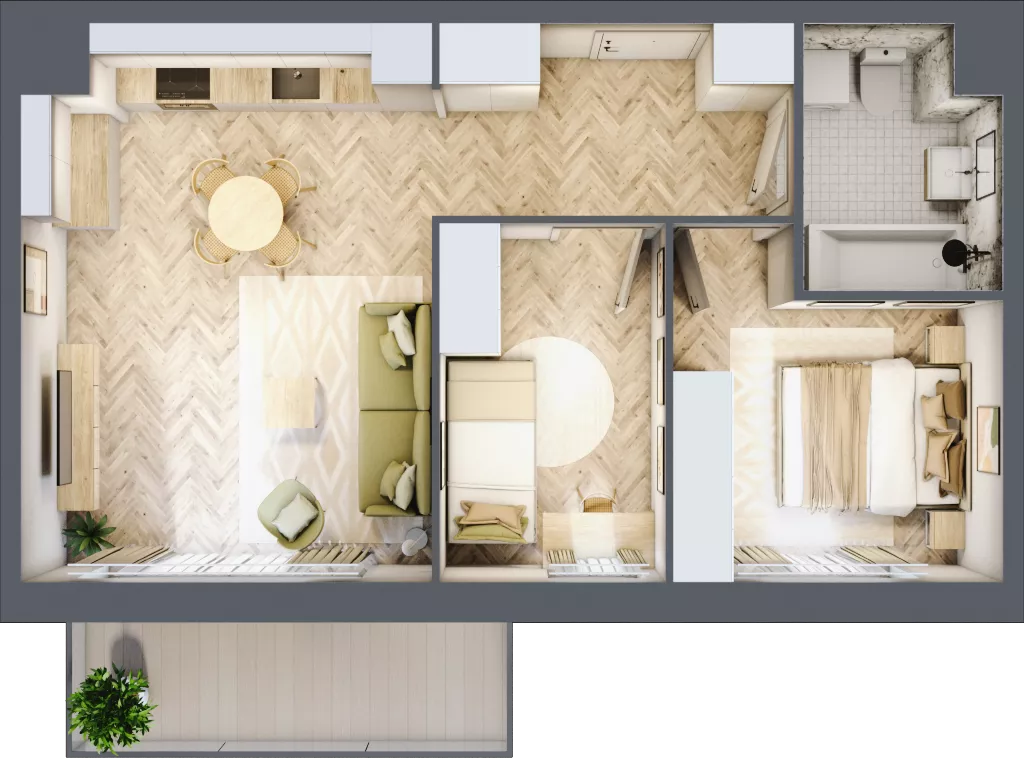3 pokoje, mieszkanie 52,34 m², piętro 2, oferta nr E287, Osiedle Witaj etap III, Poznań, Naramowice, ul. Bielicowa