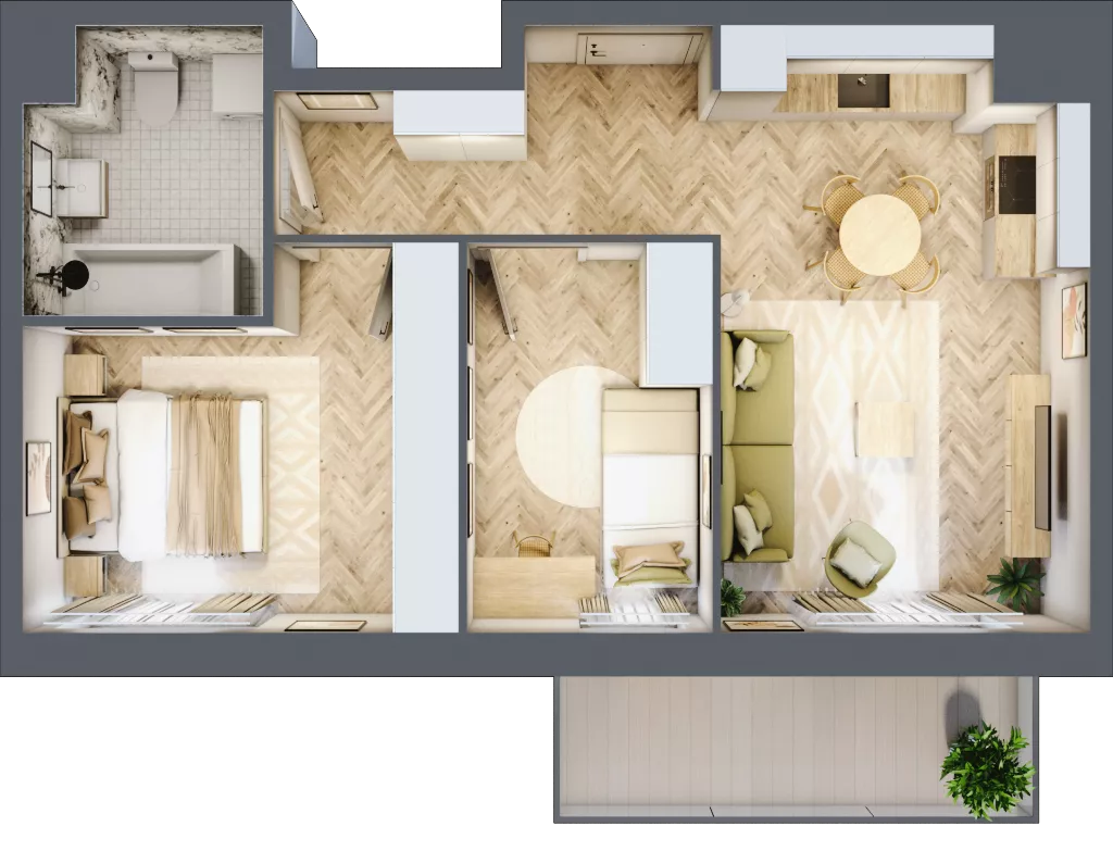 3 pokoje, mieszkanie 50,75 m², piętro 2, oferta nr E286, Osiedle Witaj etap III, Poznań, Naramowice, ul. Bielicowa