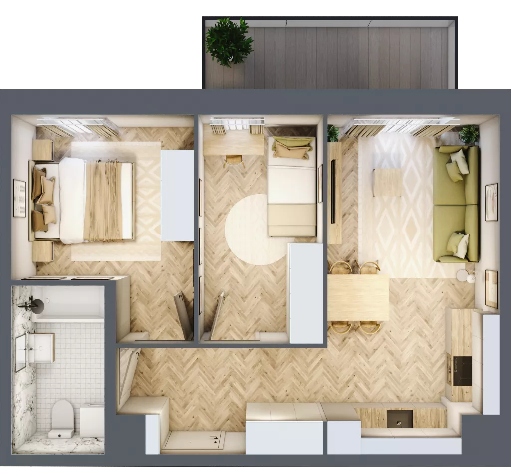 3 pokoje, mieszkanie 51,16 m², piętro 4, oferta nr E310, Osiedle Witaj etap III, Poznań, Naramowice, ul. Bielicowa