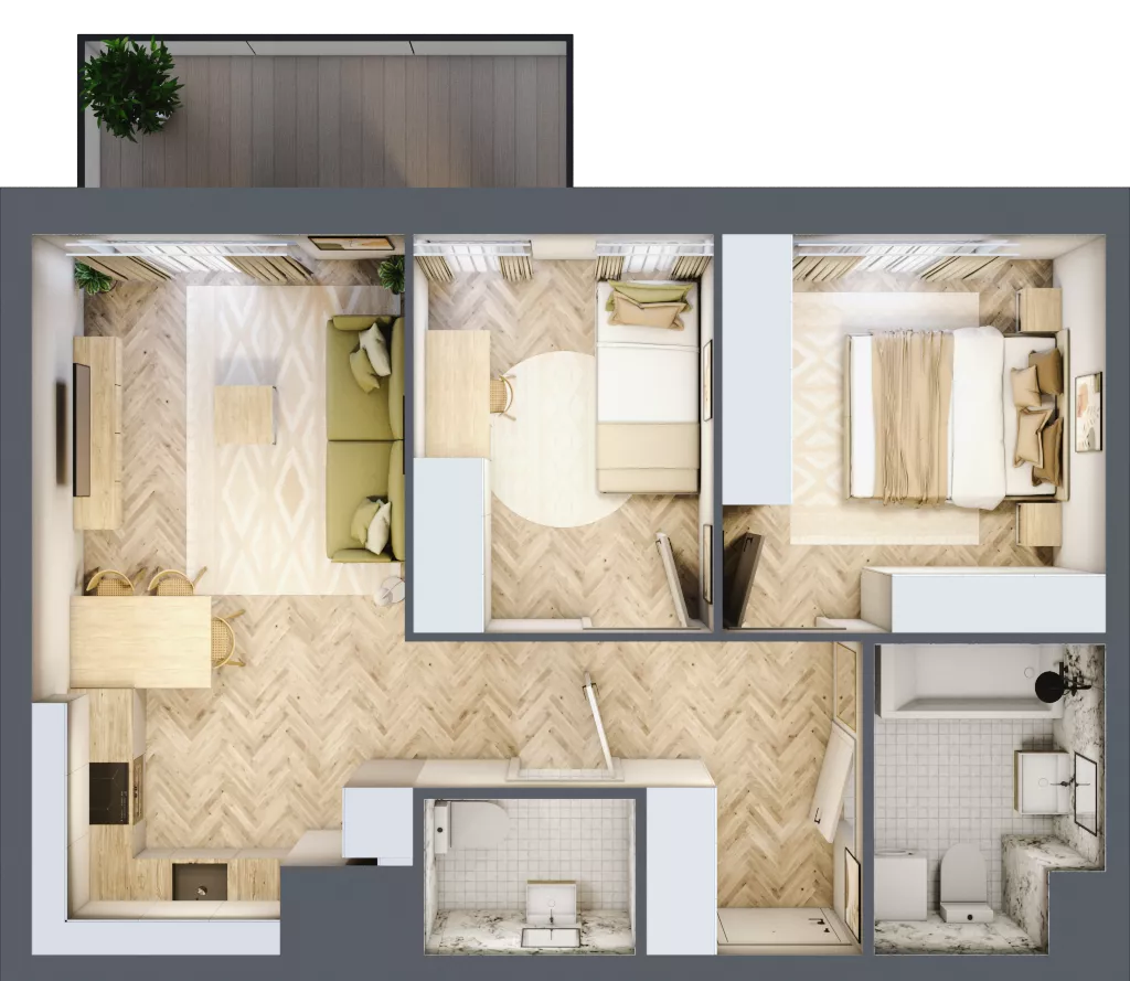 3 pokoje, mieszkanie 53,93 m², piętro 2, oferta nr E282, Osiedle Witaj etap III, Poznań, Naramowice, ul. Bielicowa