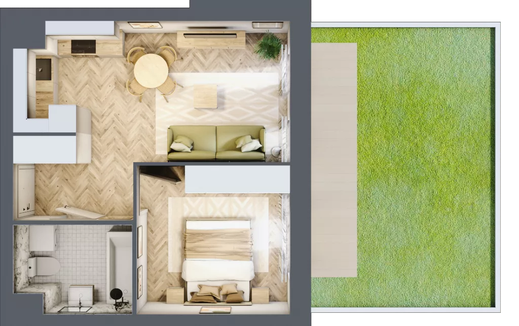 2 pokoje, mieszkanie 37,26 m², parter, oferta nr E265, Osiedle Witaj etap III, Poznań, Naramowice, ul. Bielicowa