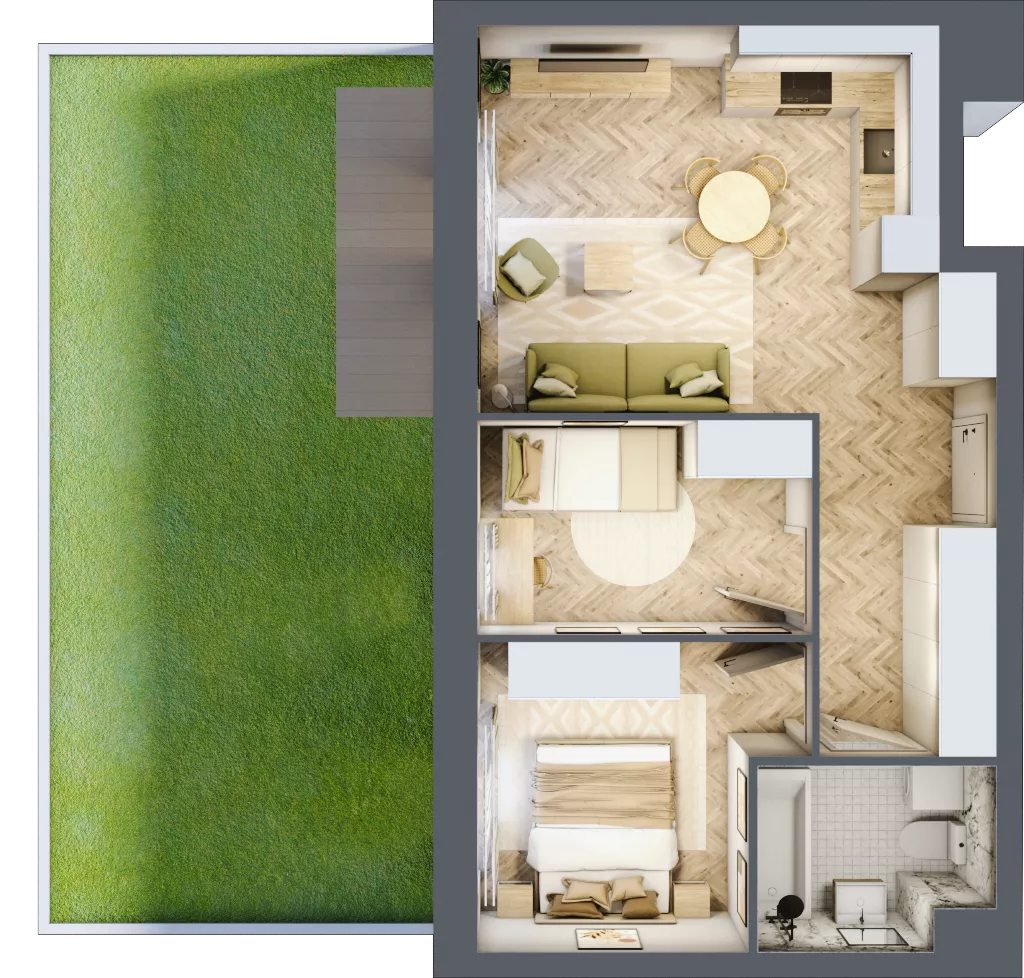 3 pokoje, mieszkanie 49,90 m², parter, oferta nr E268, Osiedle Witaj etap III, Poznań, Naramowice, ul. Bielicowa