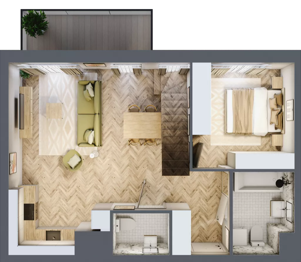 2 pokoje, mieszkanie 51,81 m², piętro 4, oferta nr E302, Osiedle Witaj etap III, Poznań, Naramowice, ul. Bielicowa