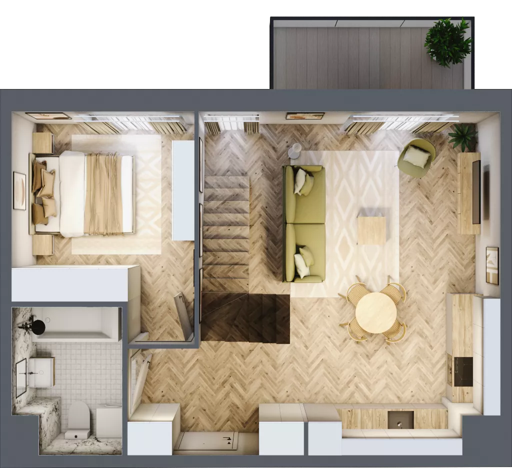 2 pokoje, mieszkanie 49,97 m², piętro 4, oferta nr E303, Osiedle Witaj etap III, Poznań, Naramowice, ul. Bielicowa