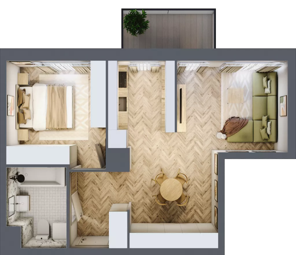2 pokoje, mieszkanie 48,15 m², piętro 2, oferta nr E291, Osiedle Witaj etap III, Poznań, Naramowice, ul. Bielicowa