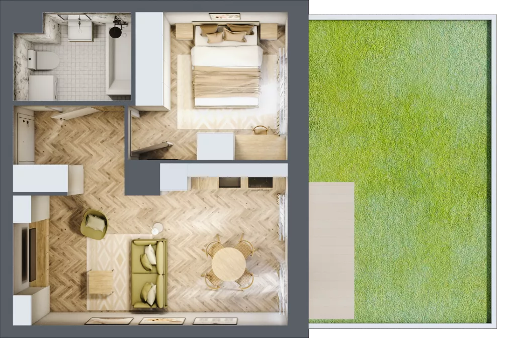 2 pokoje, mieszkanie 40,07 m², parter, oferta nr E272, Osiedle Witaj etap III, Poznań, Naramowice, ul. Bielicowa