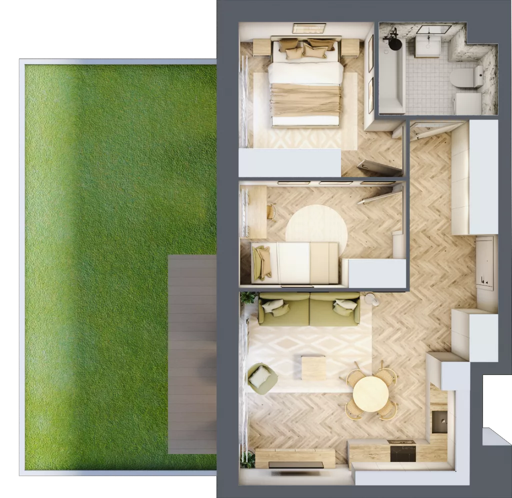 3 pokoje, mieszkanie 49,91 m², parter, oferta nr E270, Osiedle Witaj etap III, Poznań, Naramowice, ul. Bielicowa