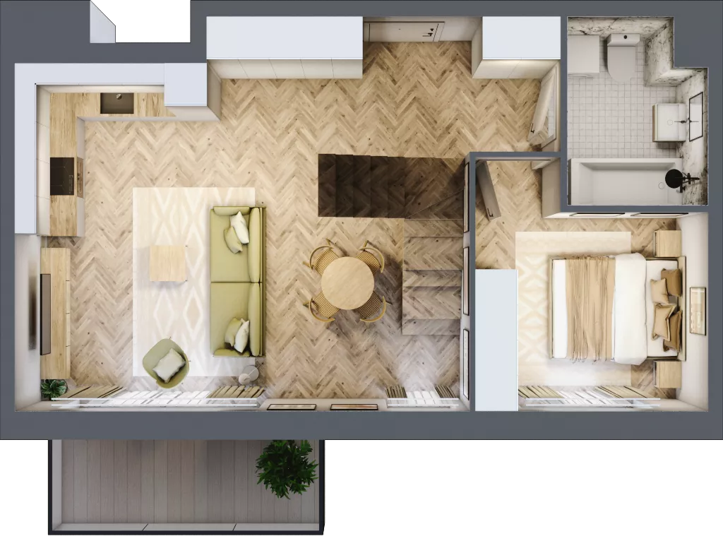 2 pokoje, mieszkanie 49,21 m², piętro 4, oferta nr K352, Osiedle Witaj etap III, Poznań, Naramowice, ul. Bielicowa