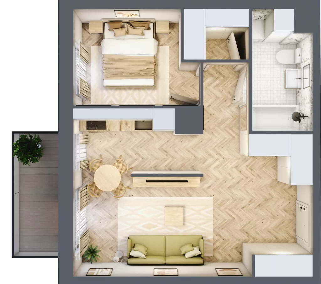 2 pokoje, mieszkanie 46,26 m², piętro 3, oferta nr K339, Osiedle Witaj etap III, Poznań, Naramowice, ul. Bielicowa