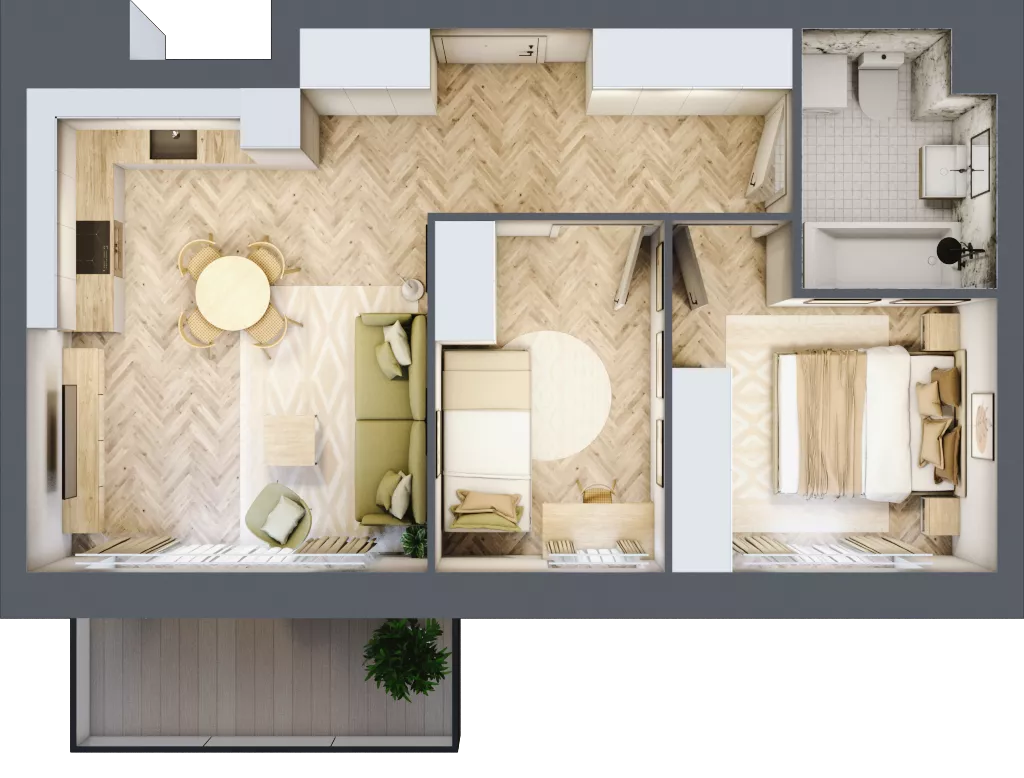 3 pokoje, mieszkanie 49,79 m², piętro 1, oferta nr K325, Osiedle Witaj etap III, Poznań, Naramowice, ul. Bielicowa