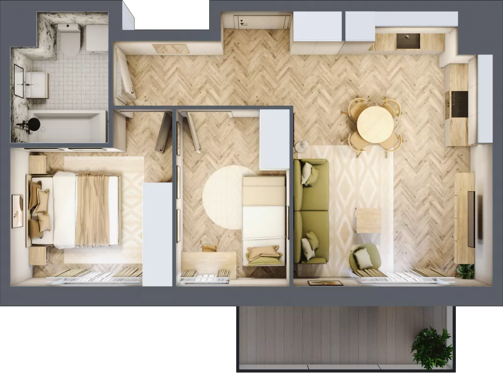3 pokoje, mieszkanie 50,84 m², piętro 3, oferta nr K342, Osiedle Witaj etap III, Poznań, Naramowice, ul. Bielicowa