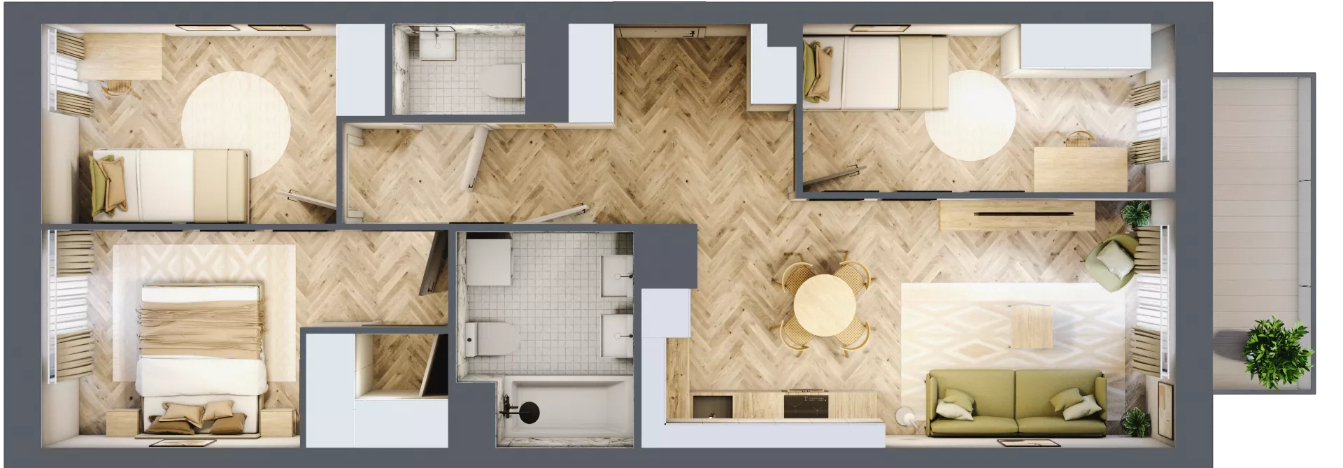 4 pokoje, mieszkanie 69,06 m², piętro 1, oferta nr K326, Osiedle Witaj etap III, Poznań, Naramowice, ul. Bielicowa