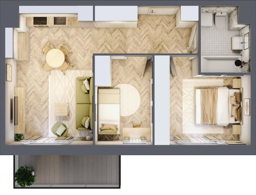 3 pokoje, mieszkanie 52,28 m², piętro 3, oferta nr K341, Osiedle Witaj etap III, Poznań, Naramowice, ul. Bielicowa