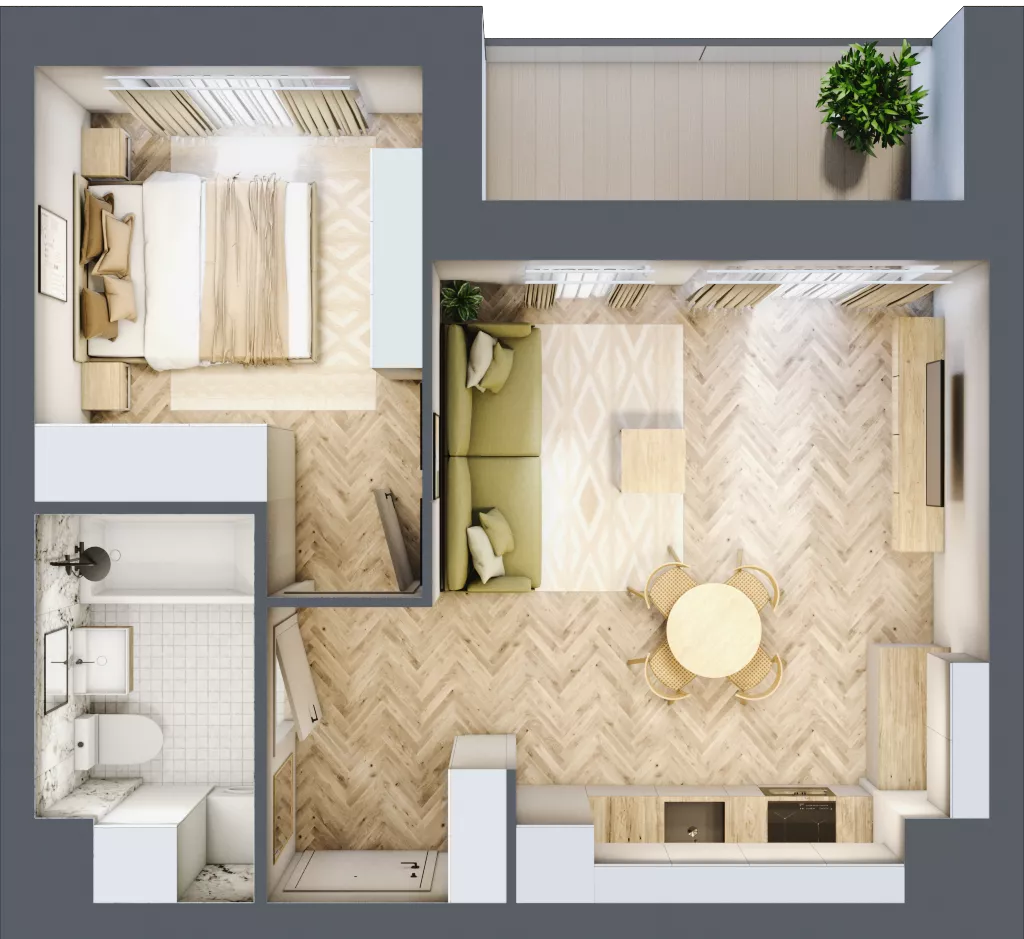 2 pokoje, mieszkanie 39,60 m², parter, oferta nr K318, Osiedle Witaj etap III, Poznań, Naramowice, ul. Bielicowa