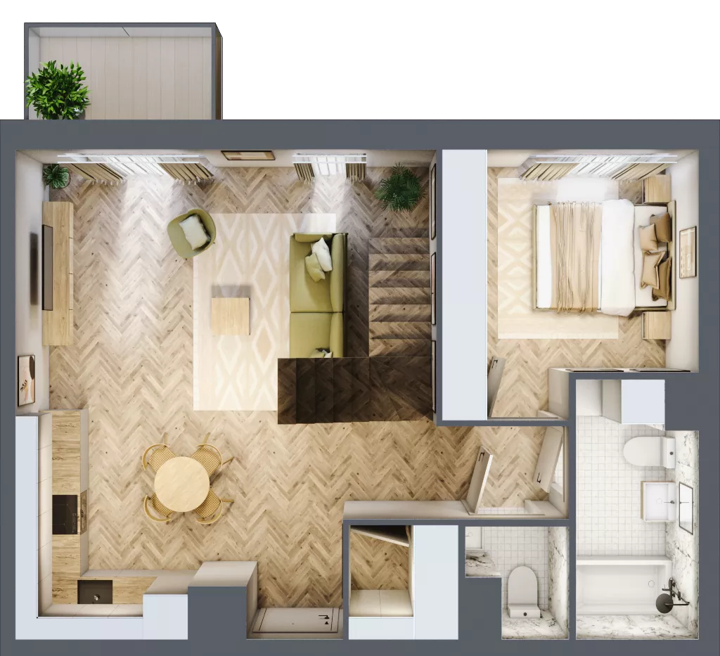 2 pokoje, mieszkanie 55,45 m², piętro 4, oferta nr K355, Osiedle Witaj etap III, Poznań, Naramowice, ul. Bielicowa