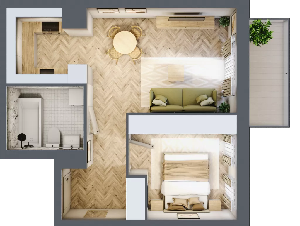 2 pokoje, mieszkanie 43,46 m², piętro 3, oferta nr K340, Osiedle Witaj etap III, Poznań, Naramowice, ul. Bielicowa