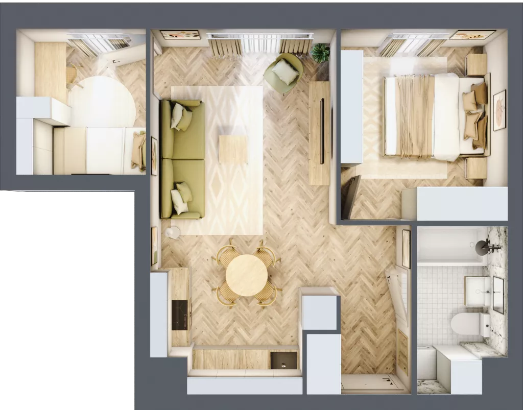 3 pokoje, mieszkanie 45,12 m², piętro 1, oferta nr K320, Osiedle Witaj etap III, Poznań, Naramowice, ul. Bielicowa