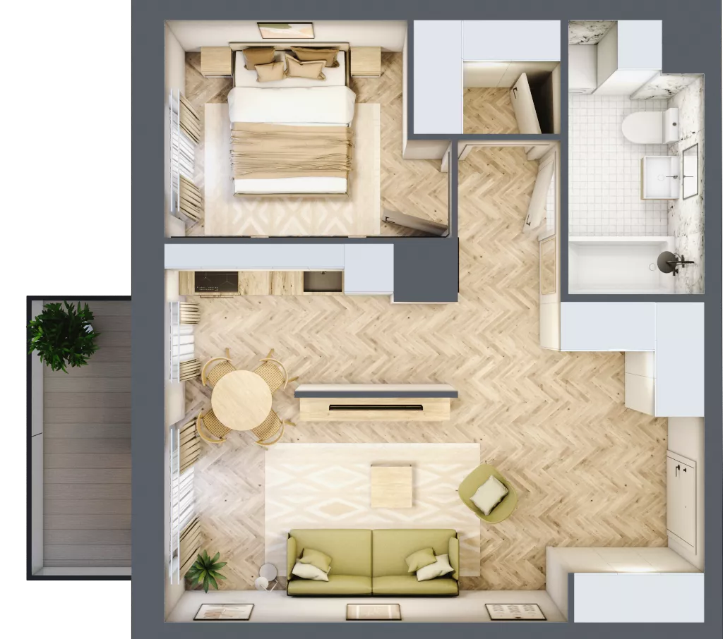 2 pokoje, mieszkanie 46,28 m², piętro 4, oferta nr K348, Osiedle Witaj etap III, Poznań, Naramowice, ul. Bielicowa