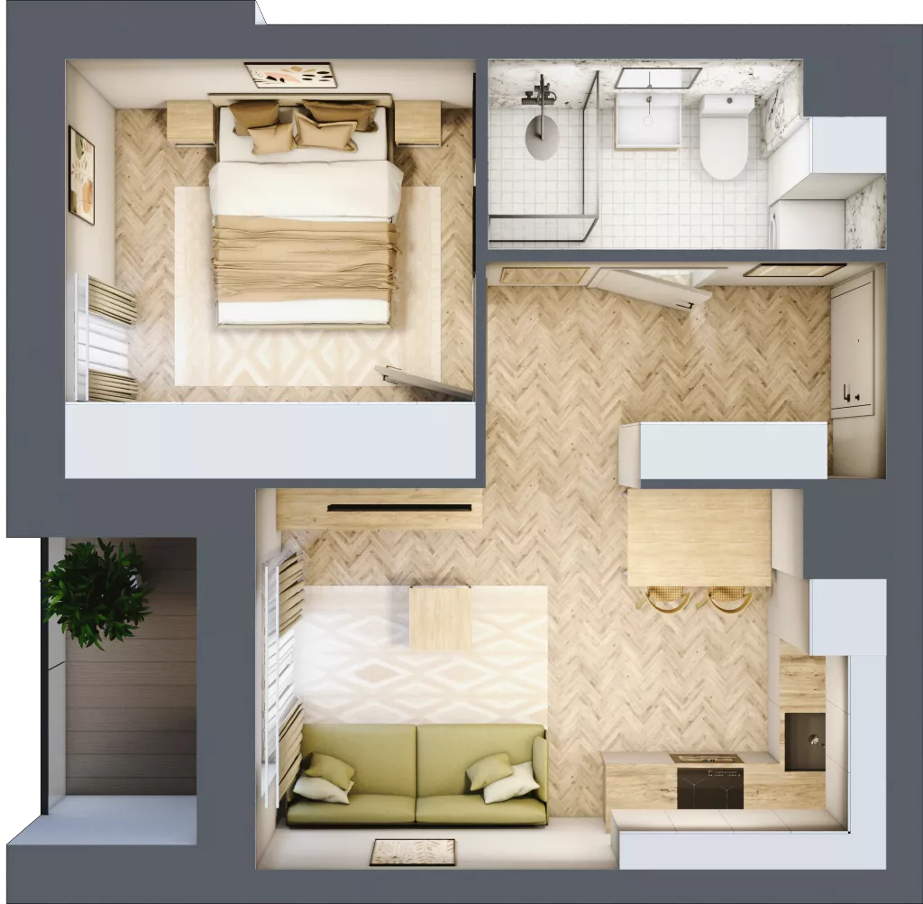 2 pokoje, mieszkanie 35,00 m², parter, oferta nr K319, Osiedle Witaj etap III, Poznań, Naramowice, ul. Bielicowa