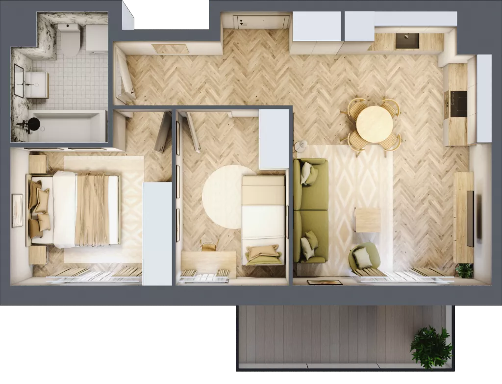 3 pokoje, mieszkanie 50,84 m², piętro 2, oferta nr K333, Osiedle Witaj etap III, Poznań, Naramowice, ul. Bielicowa