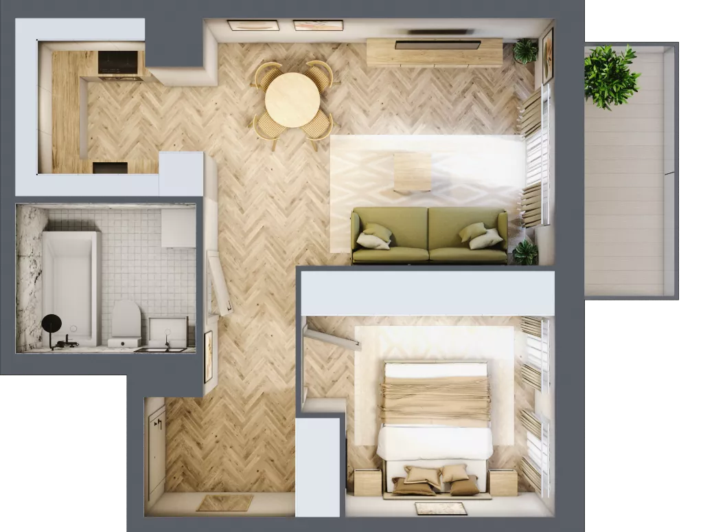 2 pokoje, mieszkanie 43,47 m², piętro 4, oferta nr K349, Osiedle Witaj etap III, Poznań, Naramowice, ul. Bielicowa