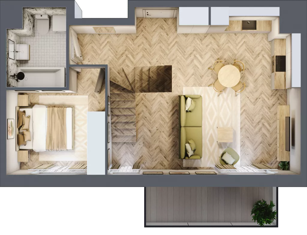 2 pokoje, mieszkanie 48,99 m², piętro 4, oferta nr K351, Osiedle Witaj etap III, Poznań, Naramowice, ul. Bielicowa