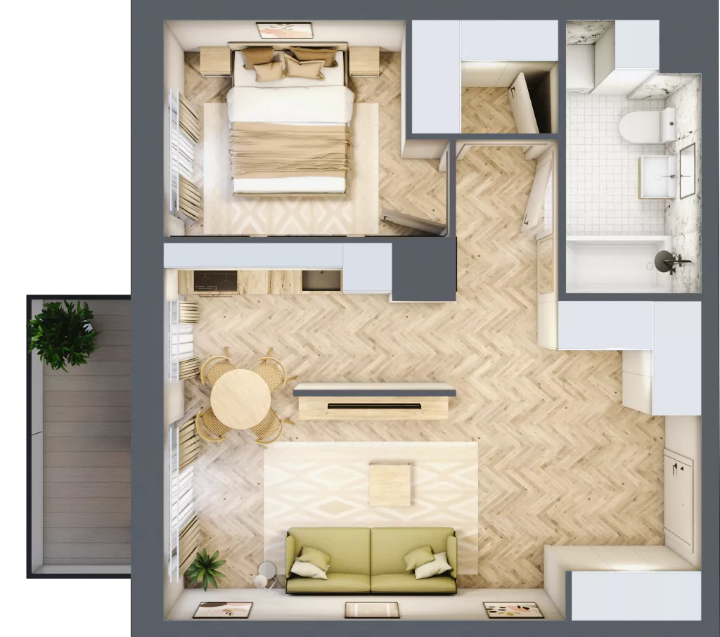2 pokoje, mieszkanie 46,26 m², piętro 2, oferta nr K330, Osiedle Witaj etap III, Poznań, Naramowice, ul. Bielicowa