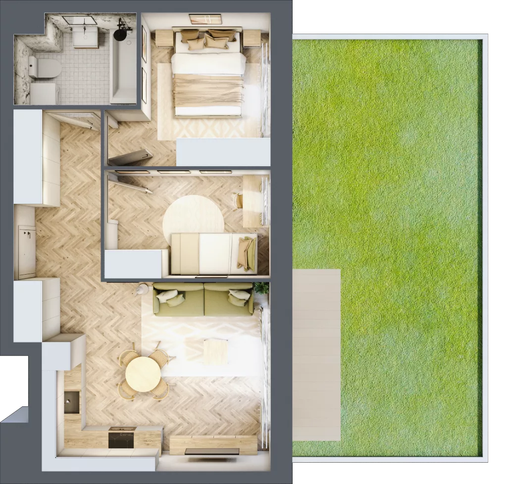 3 pokoje, mieszkanie 49,79 m², parter, oferta nr K316, Osiedle Witaj etap III, Poznań, Naramowice, ul. Bielicowa