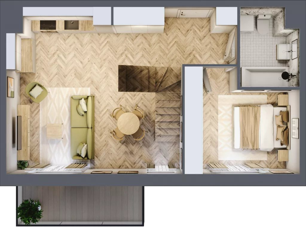 2 pokoje, mieszkanie 50,43 m², piętro 4, oferta nr K350, Osiedle Witaj etap III, Poznań, Naramowice, ul. Bielicowa