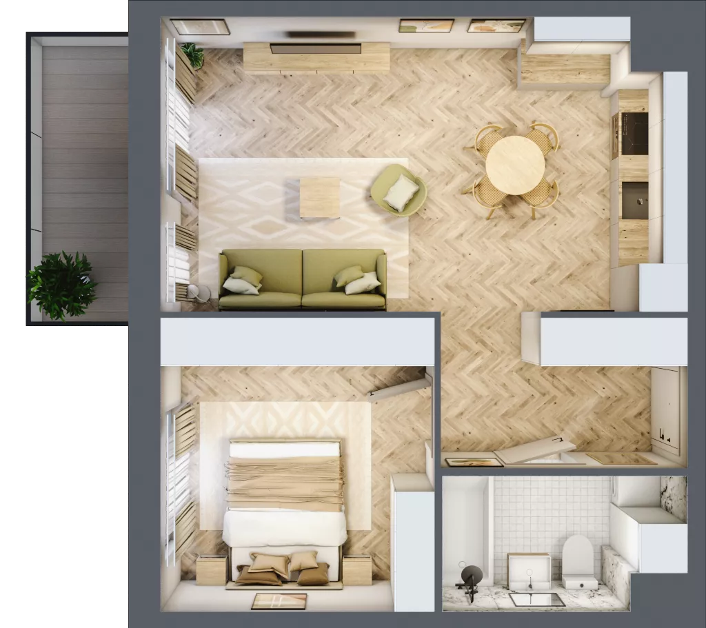 2 pokoje, mieszkanie 47,17 m², piętro 4, oferta nr K354, Osiedle Witaj etap III, Poznań, Naramowice, ul. Bielicowa