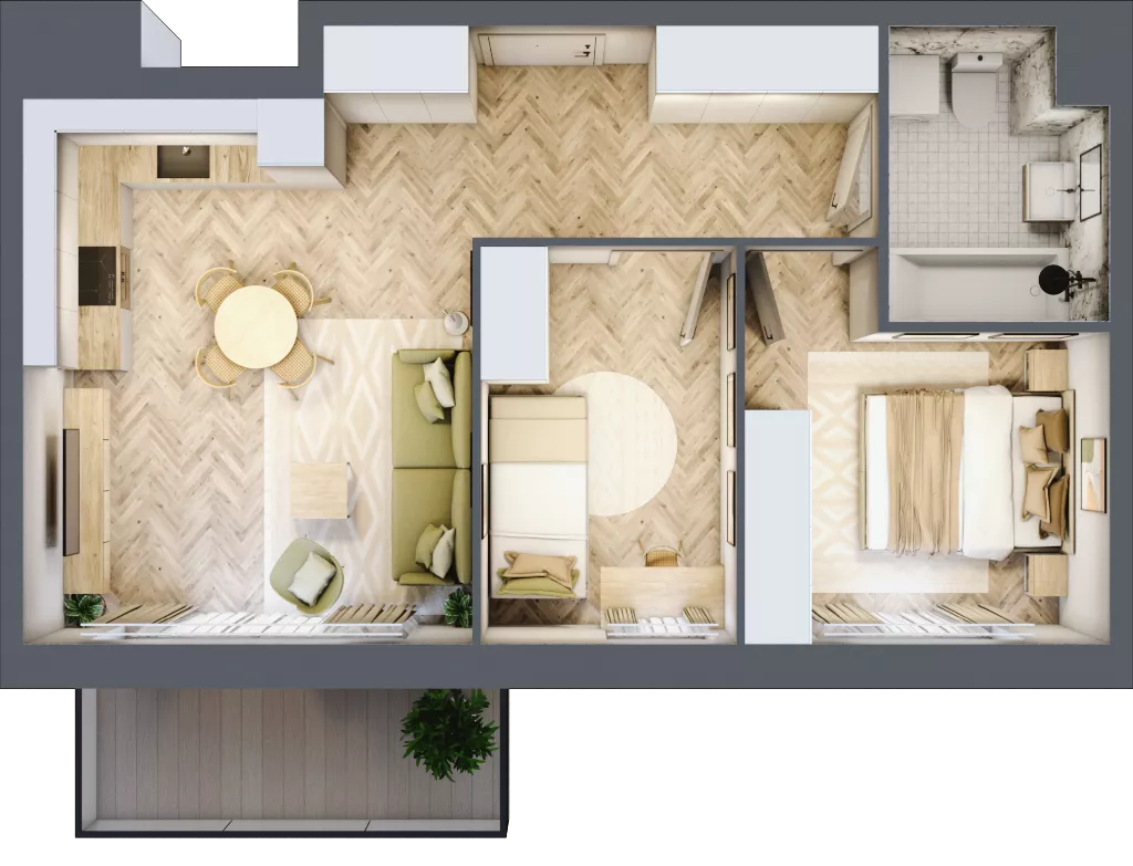 3 pokoje, mieszkanie 51,05 m², piętro 3, oferta nr K343, Osiedle Witaj etap III, Poznań, Naramowice, ul. Bielicowa