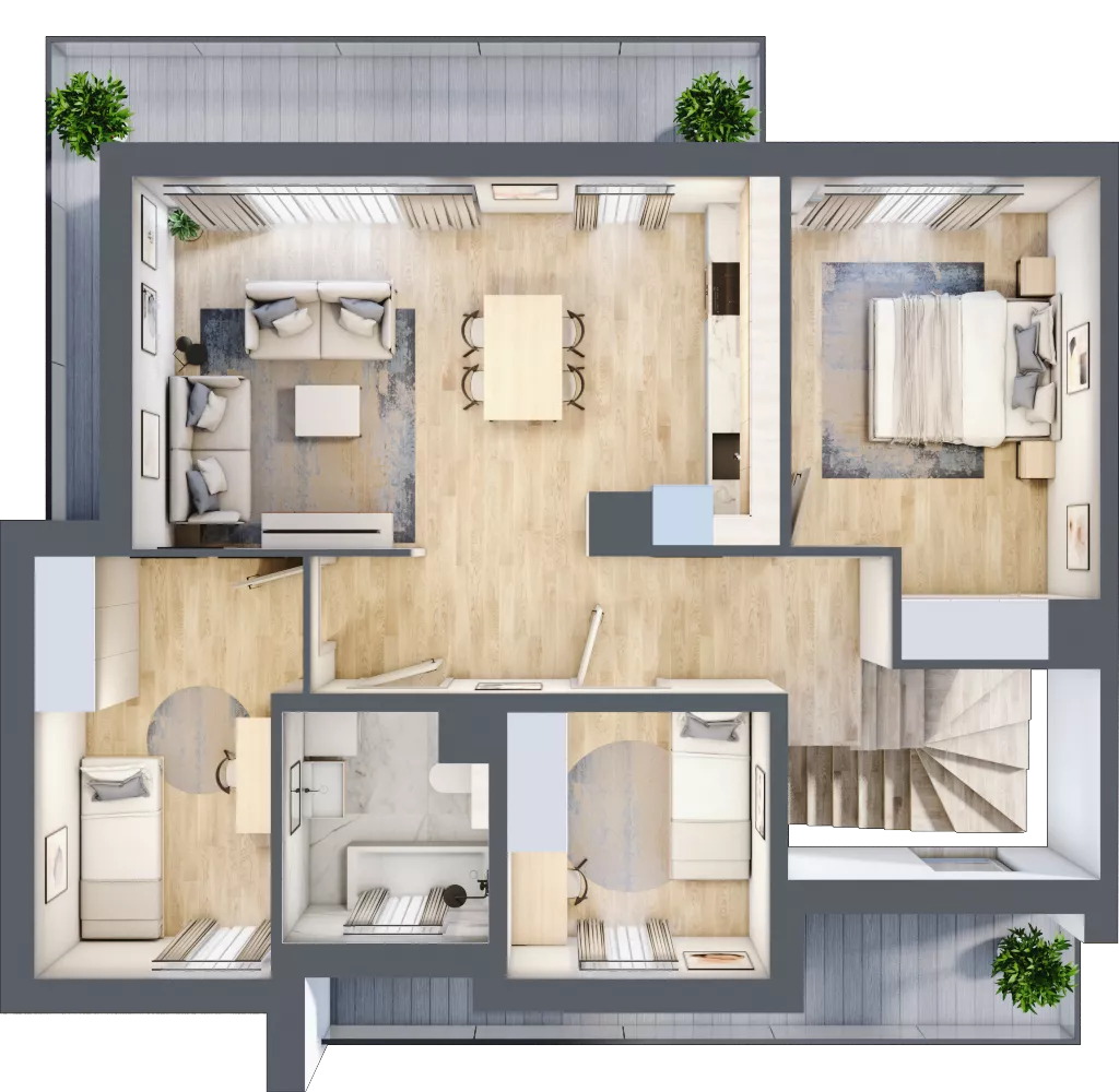 3 pokoje, mieszkanie 82,24 m², piętro 1, oferta nr 5/A1/2, Jeziorowa Prestige House, Warszawa, Wawer, Zerzeń, ul. Jeziorowa