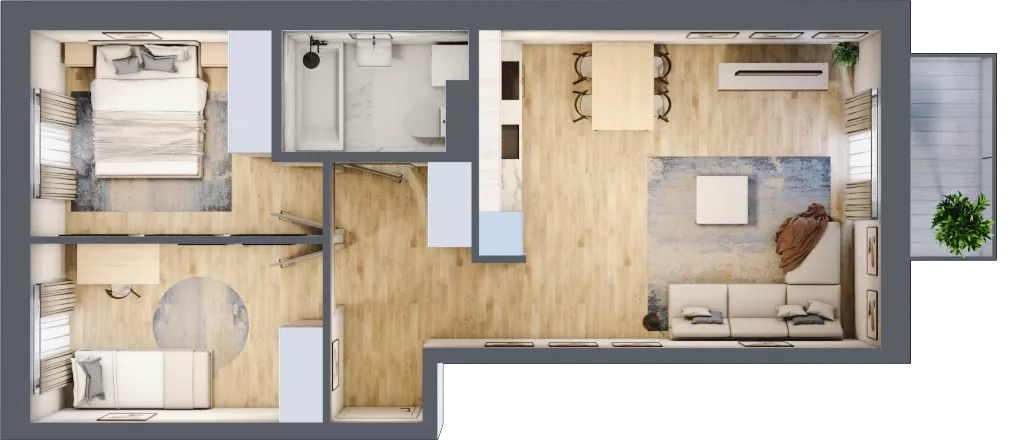 3 pokoje, mieszkanie 54,97 m², piętro 2, oferta nr A2/2/7, Osiedle Tilia, Wrocław, Lipa Piotrowska, Psie Pole, ul. Melisowa