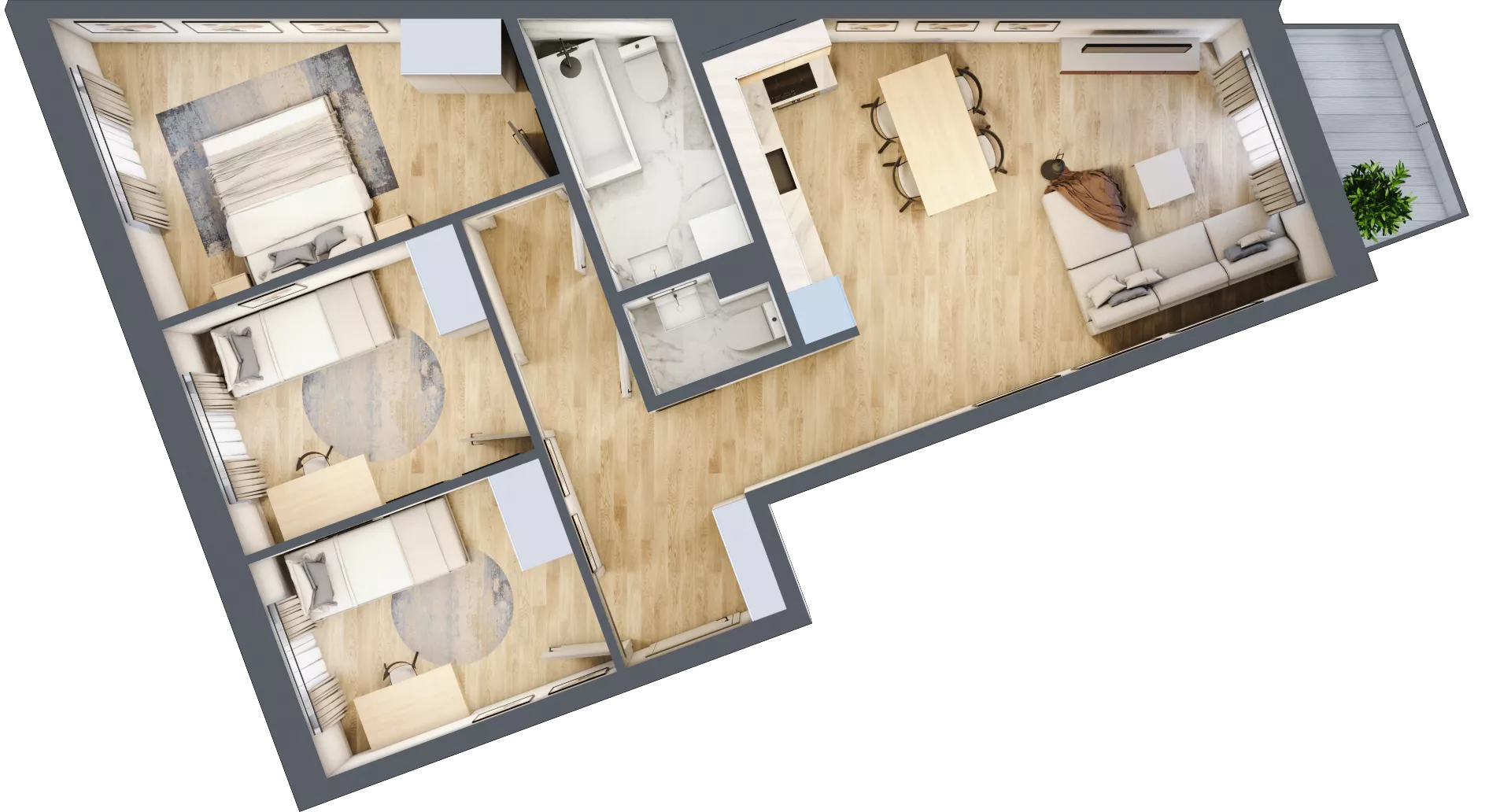 4 pokoje, mieszkanie 69,40 m², piętro 2, oferta nr C1/2/9, Osiedle Tilia, Wrocław, Lipa Piotrowska, Psie Pole, ul. Melisowa