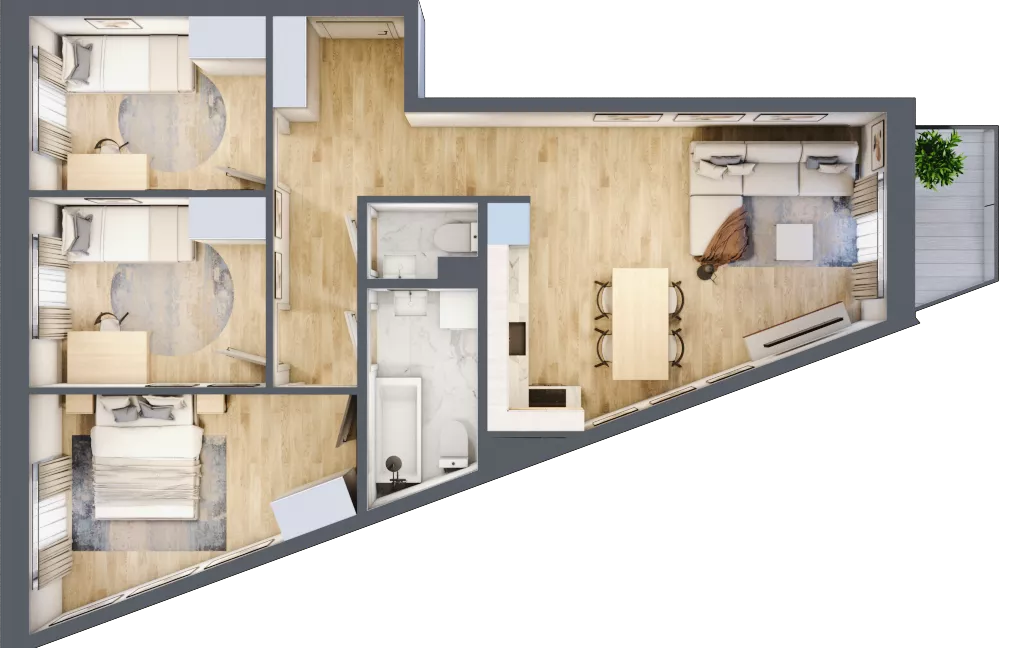 4 pokoje, mieszkanie 68,88 m², piętro 1, oferta nr C2/1/8, Osiedle Tilia, Wrocław, Lipa Piotrowska, Psie Pole, ul. Melisowa
