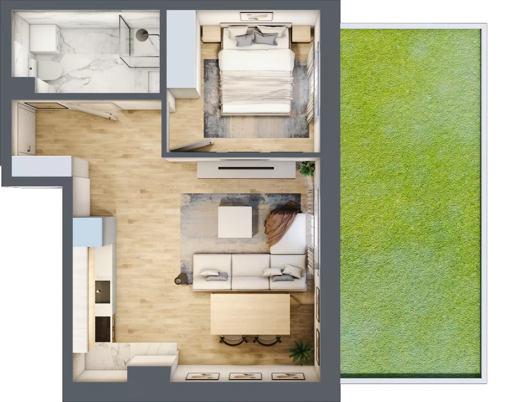 2 pokoje, mieszkanie 41,86 m², parter, oferta nr D1/0/3, Osiedle Tilia, Wrocław, Lipa Piotrowska, Psie Pole, ul. Melisowa