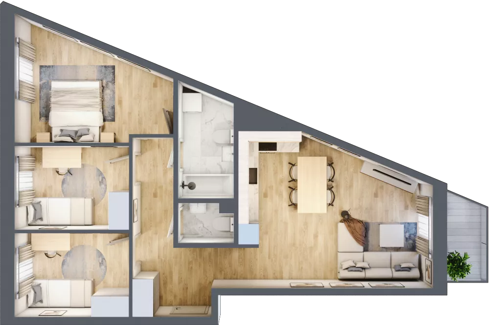 4 pokoje, mieszkanie 69,78 m², piętro 1, oferta nr D1/1/5, Osiedle Tilia, Wrocław, Lipa Piotrowska, Psie Pole, ul. Melisowa