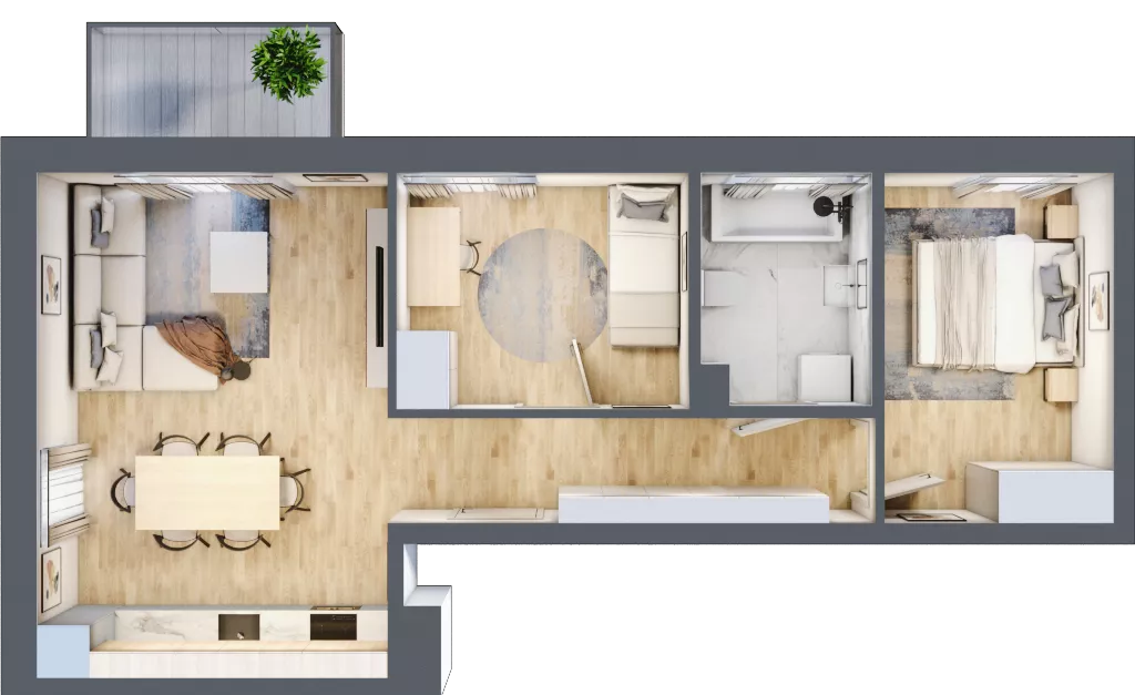 3 pokoje, mieszkanie 55,06 m², piętro 1, oferta nr D1/1/8, Osiedle Tilia, Wrocław, Lipa Piotrowska, Psie Pole, ul. Melisowa