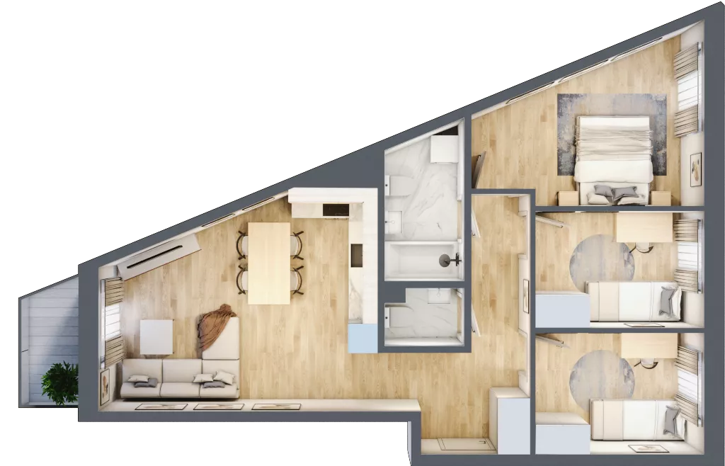 4 pokoje, mieszkanie 68,52 m², piętro 2, oferta nr D2/2/15, Osiedle Tilia, Wrocław, Lipa Piotrowska, Psie Pole, ul. Melisowa