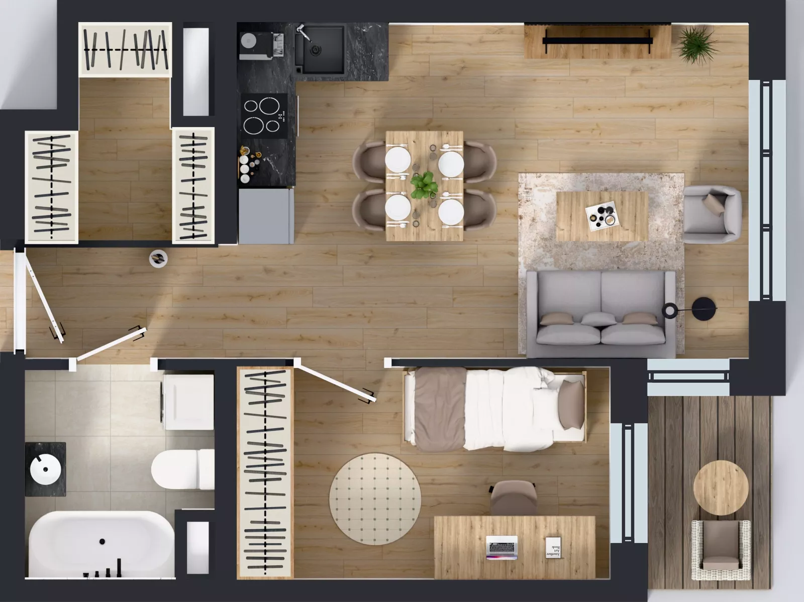 2 pokoje, mieszkanie 40,47 m², parter, oferta nr A1.0.5, Emilii Plater 7, Szczecin, Śródmieście, Skolwin, ul. Miedziana 4