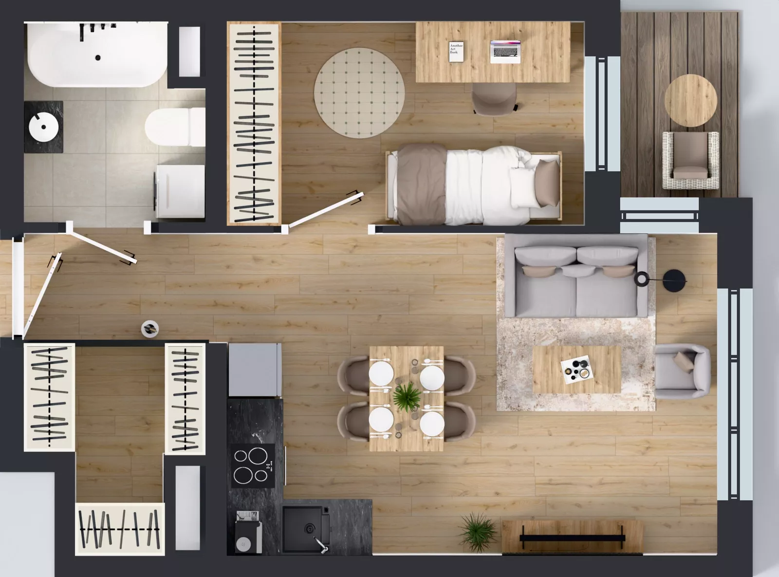 2 pokoje, mieszkanie 40,49 m², parter, oferta nr A1.0.6, Emilii Plater 7, Szczecin, Śródmieście, Skolwin, ul. Miedziana 4