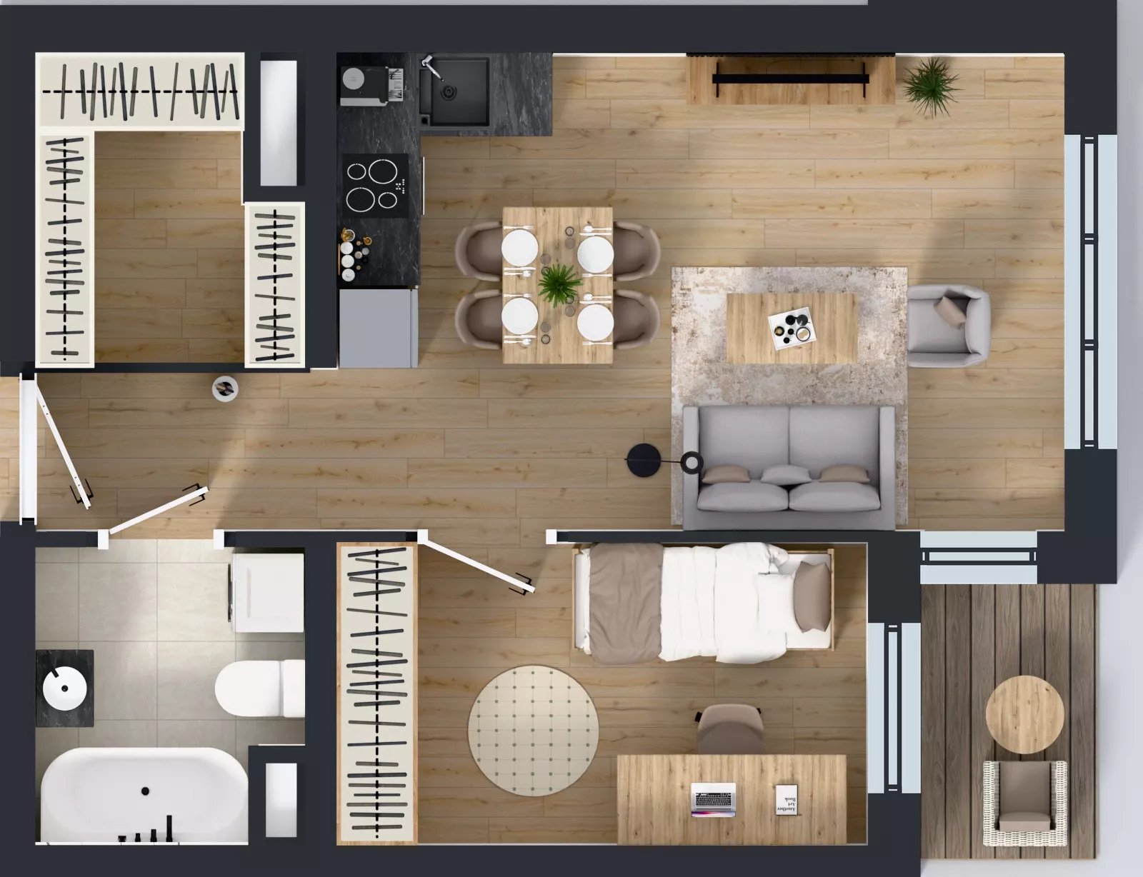 2 pokoje, mieszkanie 41,18 m², parter, oferta nr A1.0.7, Emilii Plater 7, Szczecin, Śródmieście, Skolwin, ul. Miedziana 4