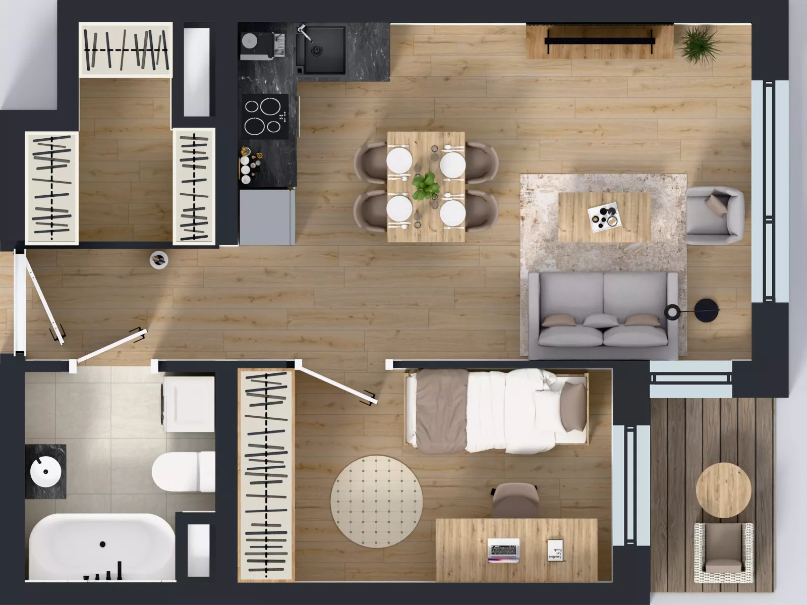 2 pokoje, mieszkanie 40,60 m², piętro 2, oferta nr A1.2.6, Emilii Plater 7, Szczecin, Śródmieście, Skolwin, ul. Miedziana 4