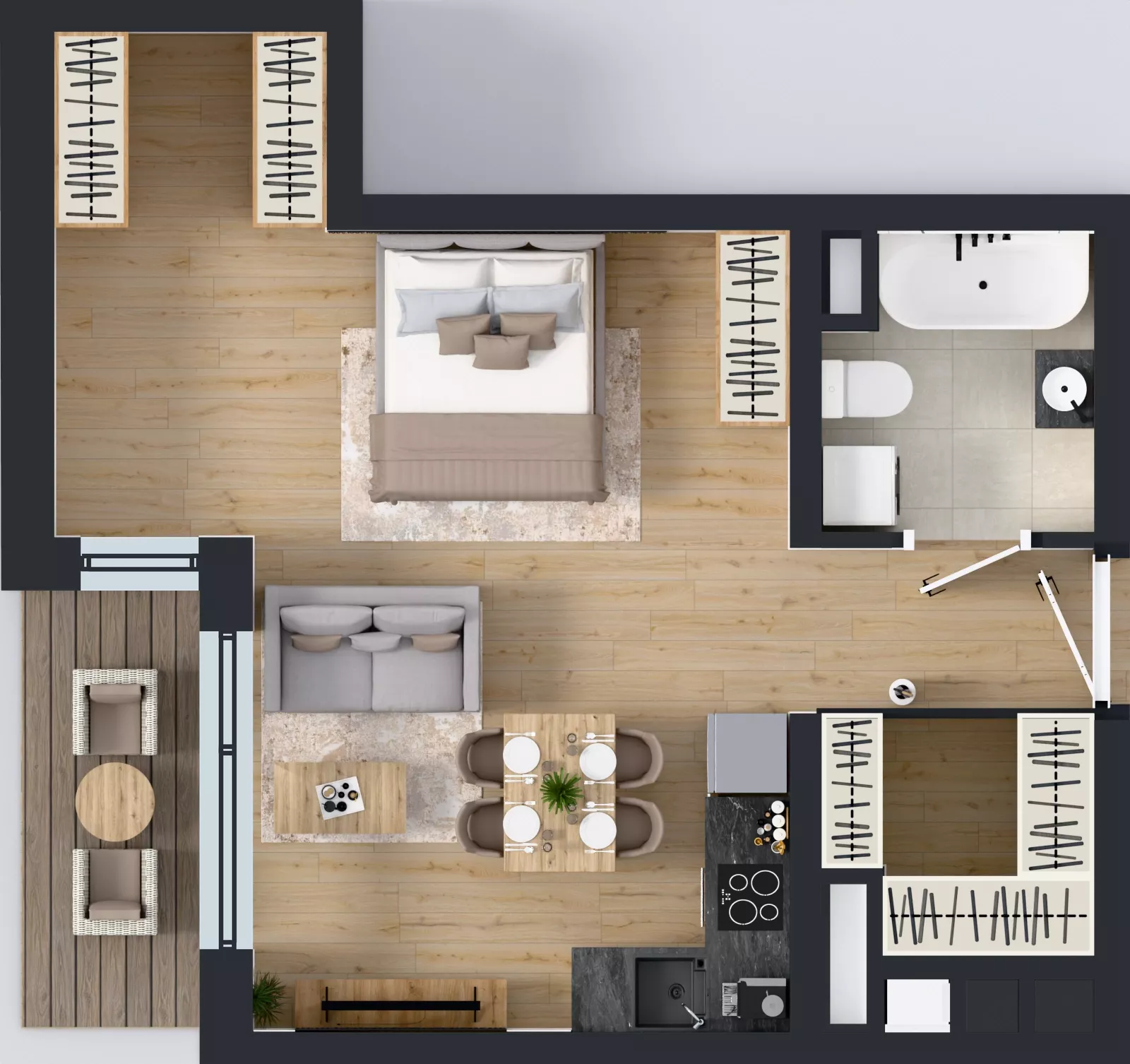 1 pokój, mieszkanie 41,27 m², piętro 3, oferta nr A1.3.1, Emilii Plater 7, Szczecin, Śródmieście, Skolwin, ul. Miedziana 4